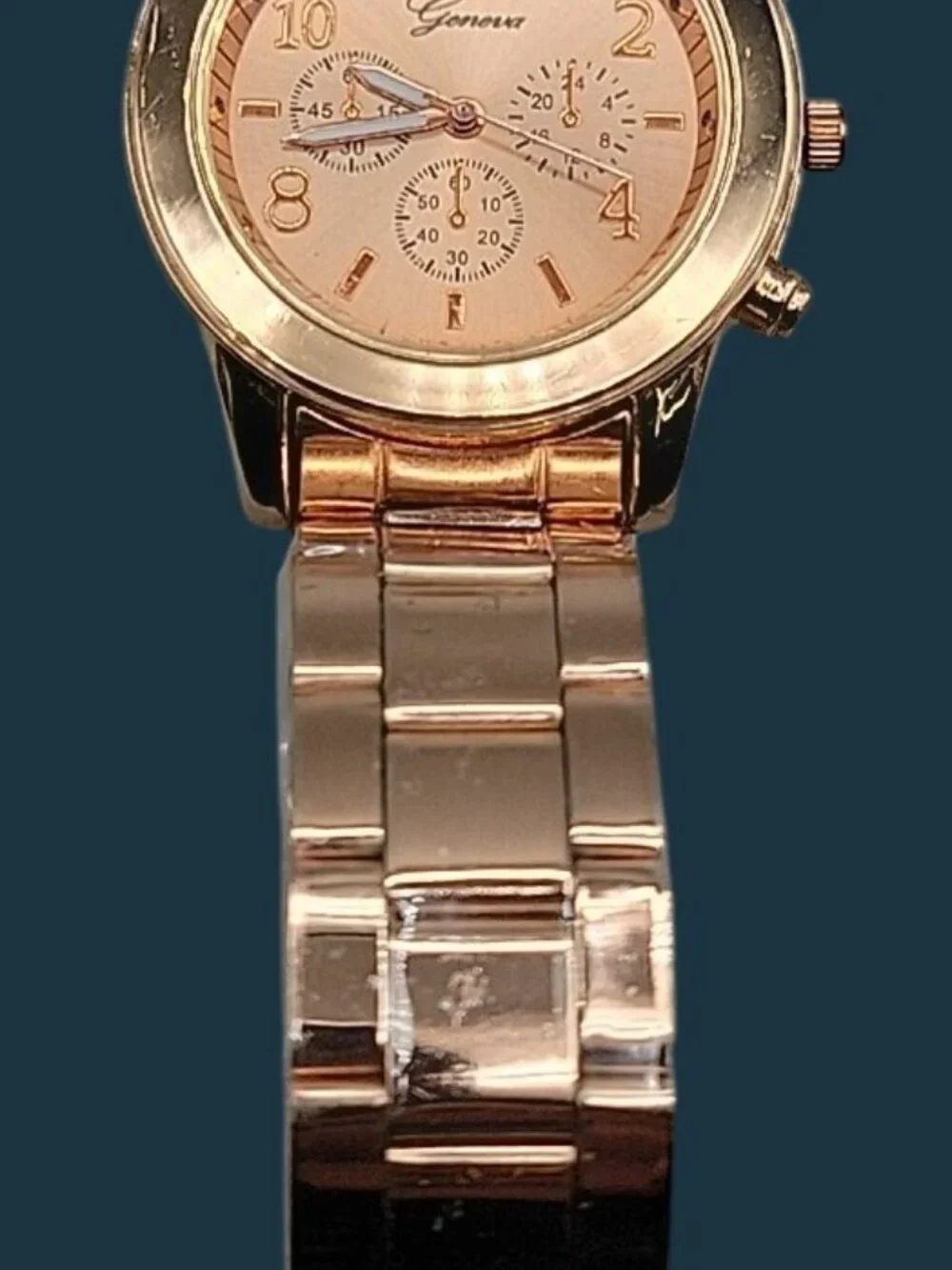Geneva Ladies Boyfriend Watch Chic Rose Gold Tone 7.5